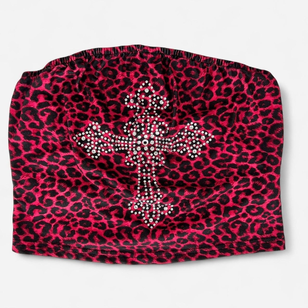 Hot pink leopard print tube top